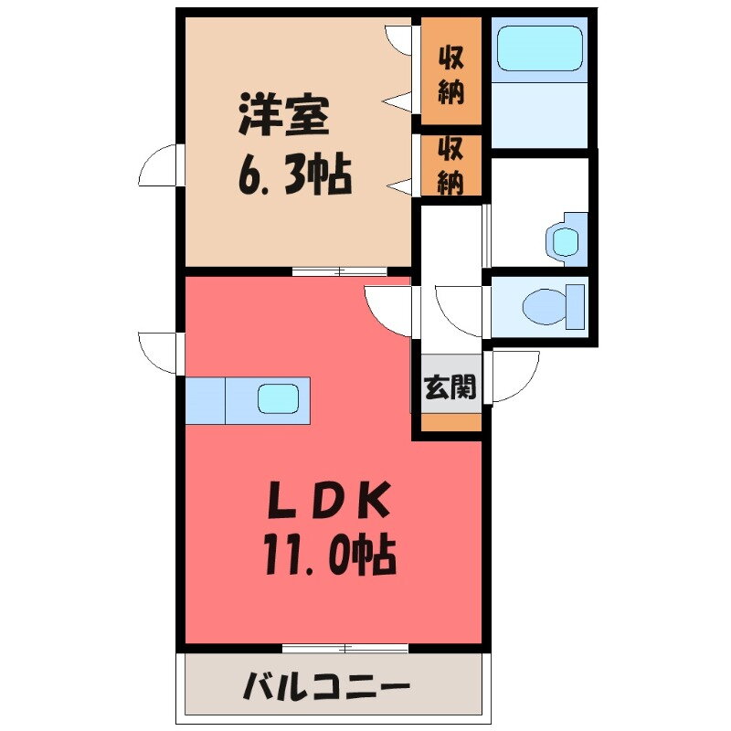 群馬県伊勢崎市八寸町 国定駅 1LDK アパート 賃貸物件詳細