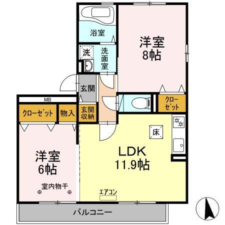 千葉県千葉市稲毛区萩台町 スポーツセンター駅 2LDK アパート 賃貸物件詳細