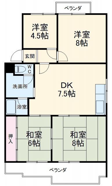 愛知県岡崎市西大友町字桃々木 矢作橋駅 4DK マンション 賃貸物件詳細