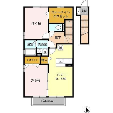 ルミエール三松　Ａ棟 2階 2DK 賃貸物件詳細