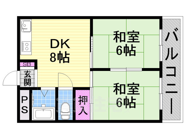 大阪府大東市中楠の里町 四条畷駅 2DK マンション 賃貸物件詳細