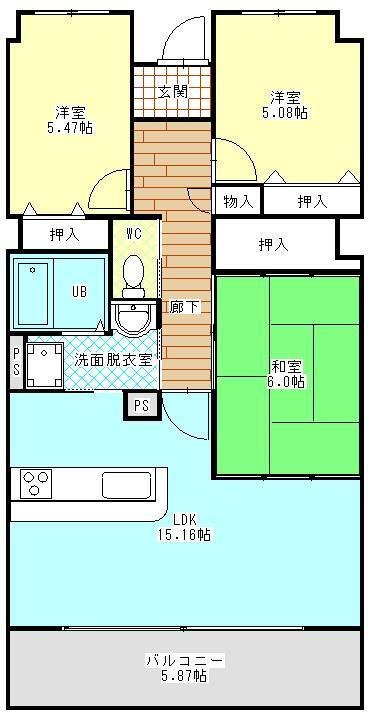 カネキビル 5階 3LDK 賃貸物件詳細