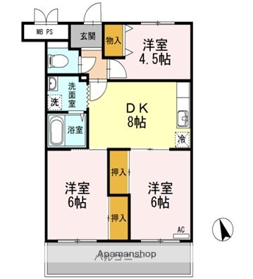 広島県東広島市八本松東３ 八本松駅 3DK マンション 賃貸物件詳細