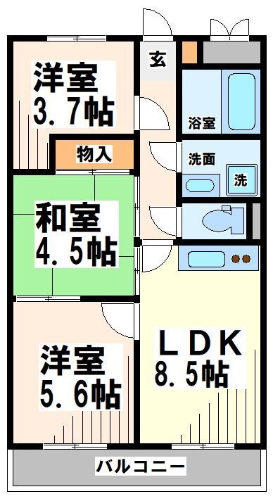 フレアつつじヶ丘 4階 2SLDK 賃貸物件詳細