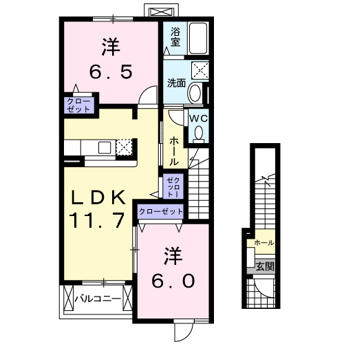 山口県下関市大字田倉 長府駅 2LDK アパート 賃貸物件詳細