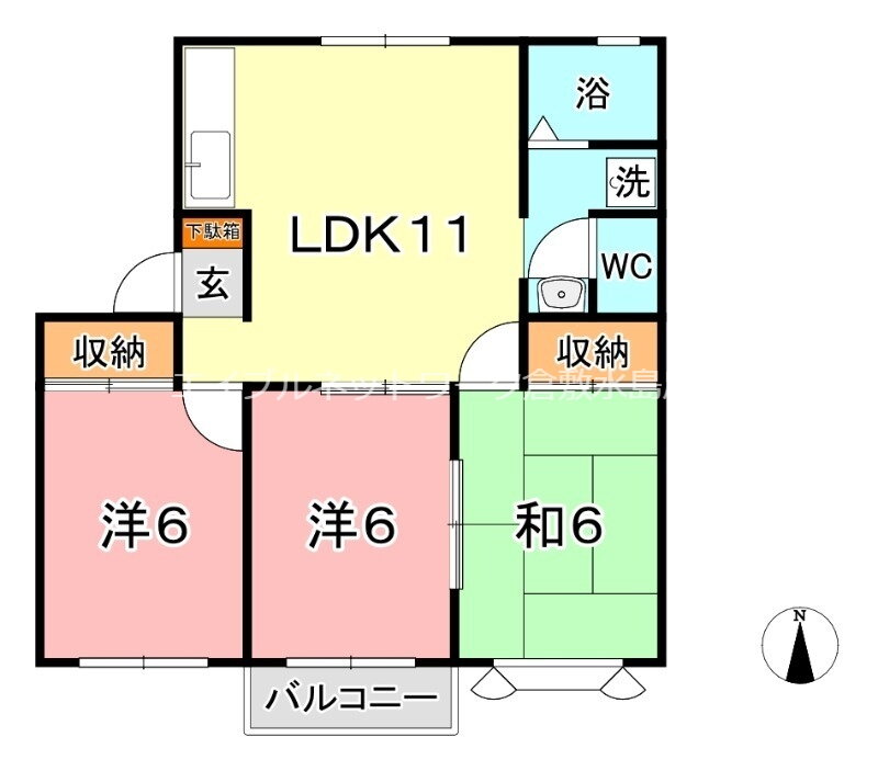 岡山県倉敷市児島田の口７ 上の町駅 3LDK アパート 賃貸物件詳細