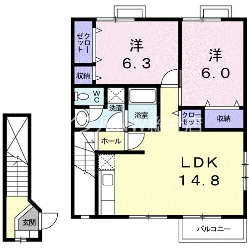岡山県倉敷市白楽町 倉敷駅 2LDK アパート 賃貸物件詳細