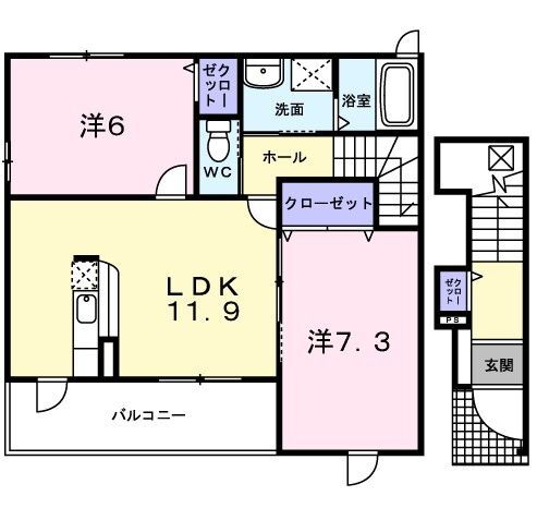 オーブ・シャルダン 2階 2LDK 賃貸物件詳細