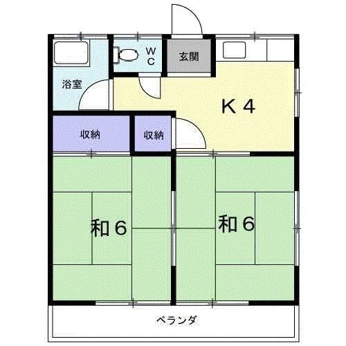 第２五橋苑 2階 2K 賃貸物件詳細