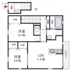 大阪府八尾市都塚１ 恩智駅 2LDK アパート 賃貸物件詳細