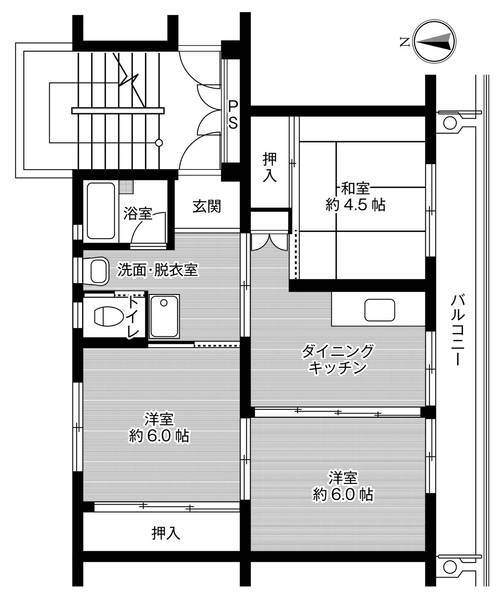 ビレッジハウス六田２号棟 4階 3DK 賃貸物件詳細