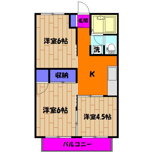 ドリームハイツＢ 2階 3DK 賃貸物件詳細