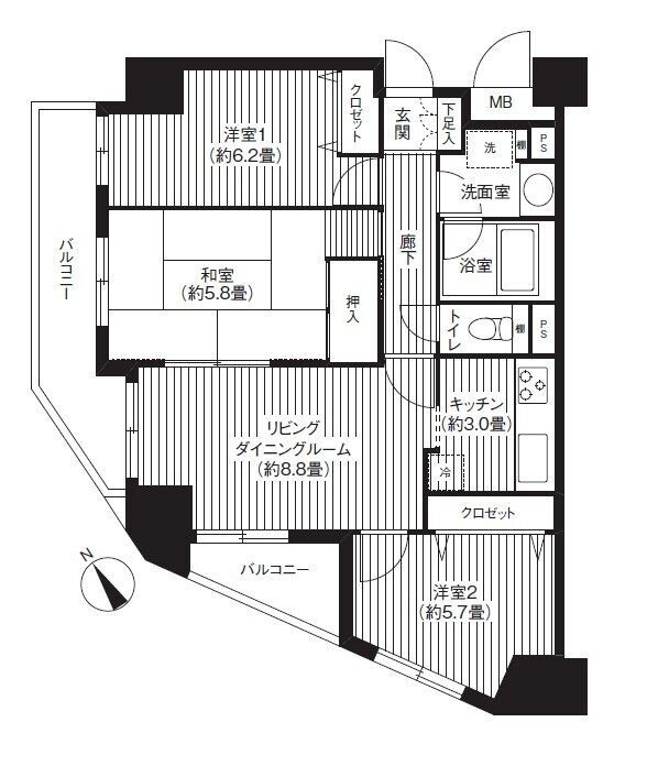 千葉県市川市東大和田２ 本八幡駅 3LDK マンション 賃貸物件詳細