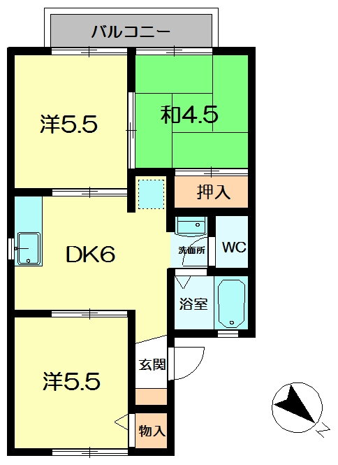奈良県奈良市左京３ 高の原駅 3DK アパート 賃貸物件詳細