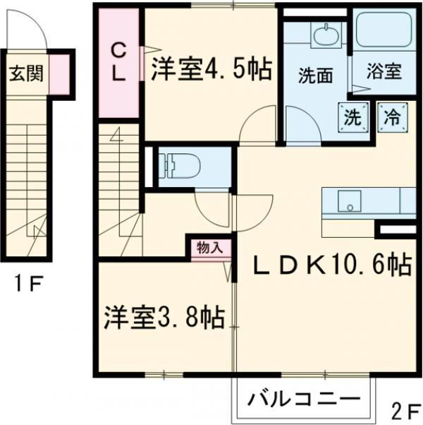 福岡県直方市大字知古 新入駅 2LDK アパート 賃貸物件詳細