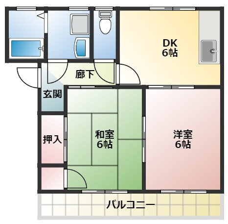 サンライズ只野 2階 2DK 賃貸物件詳細