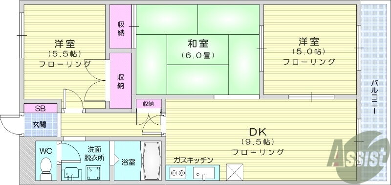 宮城県岩沼市土ケ崎２ 岩沼駅 3DK アパート 賃貸物件詳細