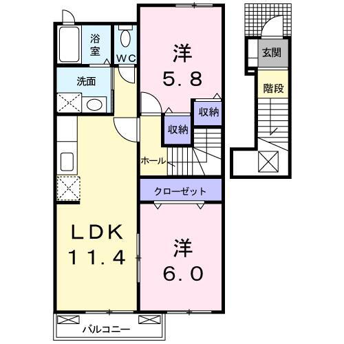 群馬県富岡市七日市 西富岡駅 2LDK アパート 賃貸物件詳細