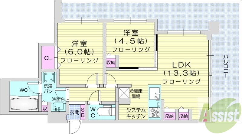 北海道札幌市中央区北四条東１ 札幌駅 2LDK マンション 賃貸物件詳細