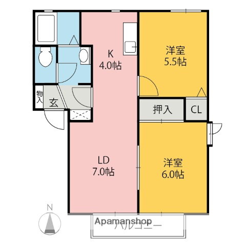 群馬県前橋市上新田町 前橋駅 2LDK アパート 賃貸物件詳細