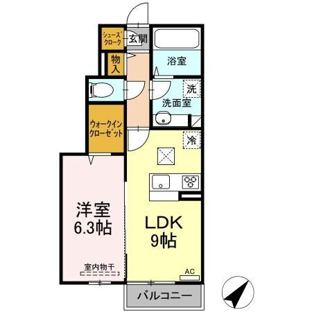 サンライズ吉岡 1階 1LDK 賃貸物件詳細