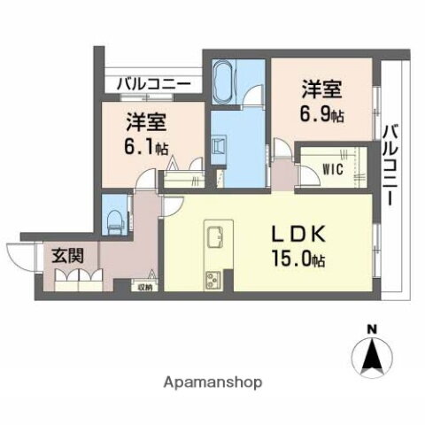 愛媛県松山市越智３ 2LDK マンション 賃貸物件詳細