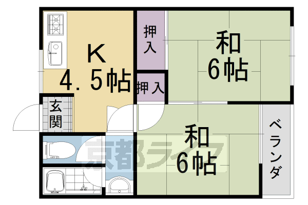 京都府向日市上植野町鴨田 西向日駅 2DK アパート 賃貸物件詳細