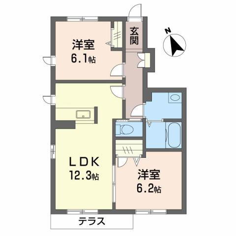 シャーメゾン城西　Ｃ棟 1階 2LDK 賃貸物件詳細