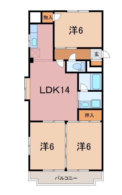 リブイン宮本 4階 3LDK 賃貸物件詳細