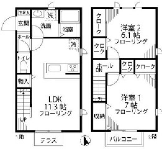 神奈川県川崎市麻生区上麻生５ 柿生駅 2LDK アパート 賃貸物件詳細
