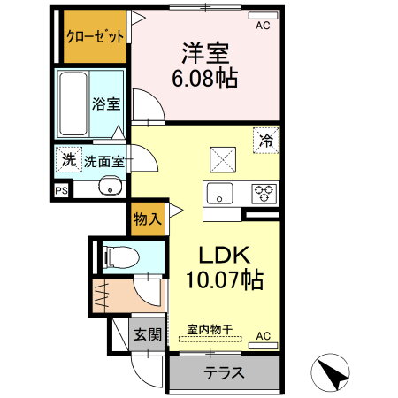 プランドール・越川 1階 1LDK 賃貸物件詳細