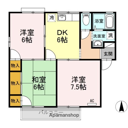 愛媛県伊予市下吾川 鳥ノ木駅 3DK アパート 賃貸物件詳細