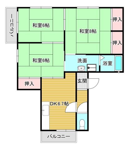 サンハイツＢ 2階 3DK 賃貸物件詳細