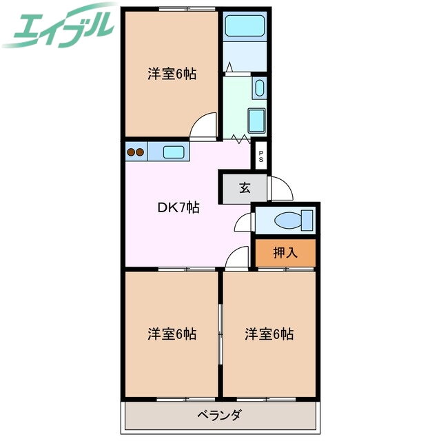 三重県四日市市久保田１ 中川原駅 3DK マンション 賃貸物件詳細