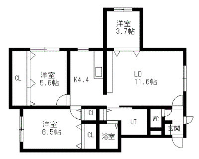 北海道旭川市永山四条７ 南永山駅 3LDK アパート 賃貸物件詳細