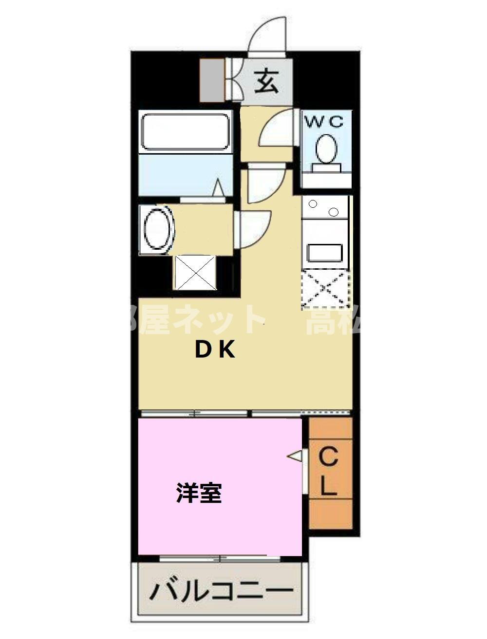 香川県高松市南新町 瓦町駅 1DK マンション 賃貸物件詳細