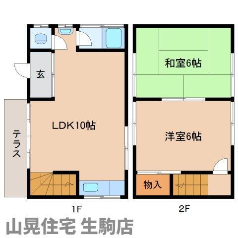 奈良県生駒市山崎新町 生駒駅 2LDK 一戸建て 賃貸物件詳細