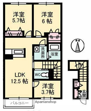 広島県福山市駅家町大字近田 駅家駅 3LDK アパート 賃貸物件詳細