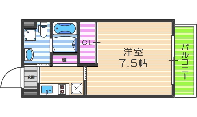 エグゼ西大阪 5階 1K 賃貸物件詳細
