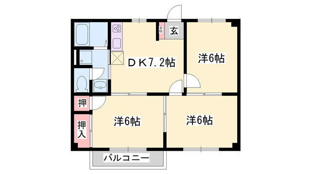 兵庫県姫路市田寺８ 姫路駅 3DK アパート 賃貸物件詳細