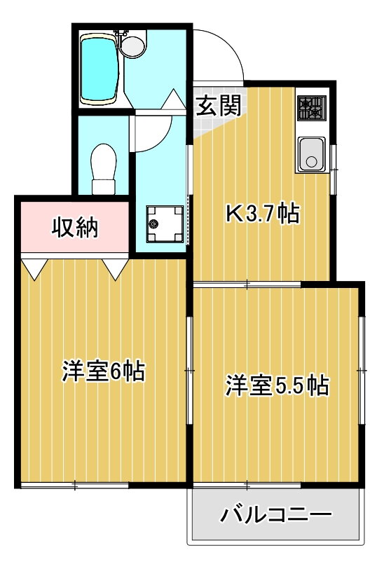 東京都目黒区五本木２ 祐天寺駅 2K アパート 賃貸物件詳細