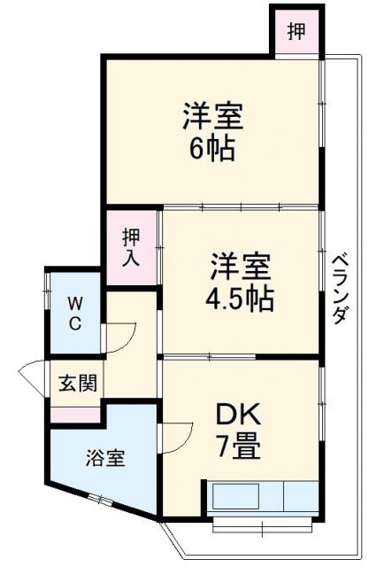 山田アパート 2階 2DK 賃貸物件詳細