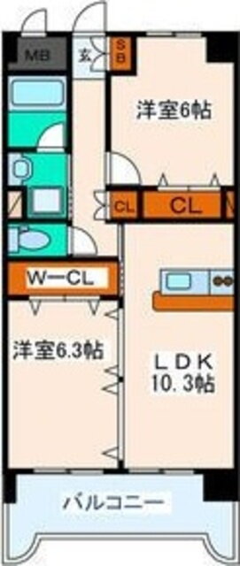 カーレヂ三浦・ＩＩ 4階 2LDK 賃貸物件詳細