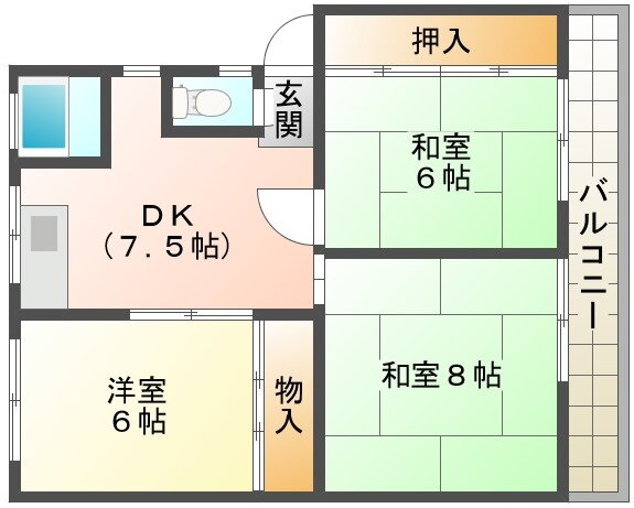 今井ハイツ 1階 3DK 賃貸物件詳細