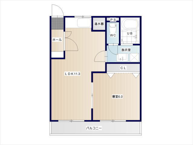 シェルブール 2階 1LDK 賃貸物件詳細