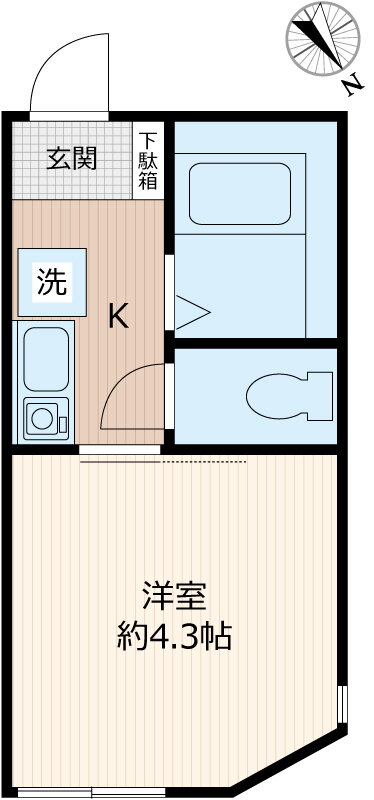 神奈川県横浜市神奈川区三ツ沢東町 三ツ沢下町駅 1K アパート 賃貸物件詳細