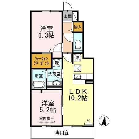 フレ　ブランシュ 1階 2LDK 賃貸物件詳細