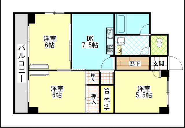 神奈川県横浜市鶴見区東寺尾１ 妙蓮寺駅 3DK マンション 賃貸物件詳細