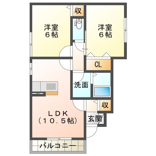 レジデンスＫ２ 1階 2LDK 賃貸物件詳細
