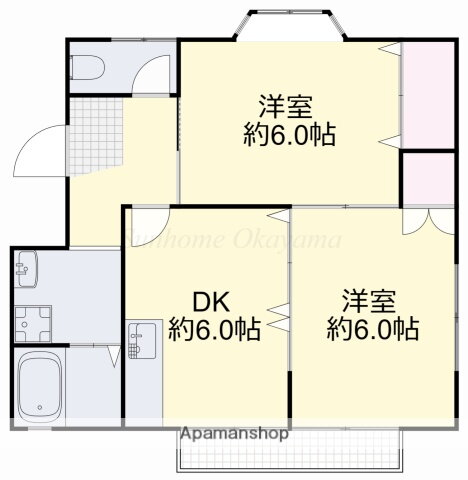 岡山県岡山市北区下中野 大元駅 2DK アパート 賃貸物件詳細